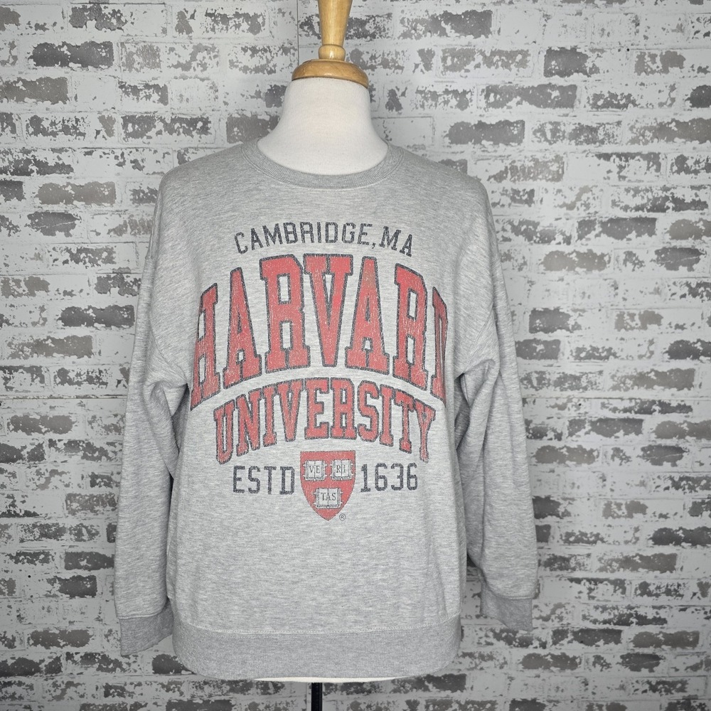 Harvard University Sweatshirt Mens Size Medium Gray Long Sleeve Cambridge‎ Mass